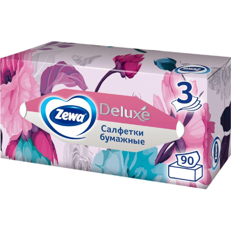 Салфетки косметические ZEWA-Deluxe 28420/3849 3-сл.90шт./уп.