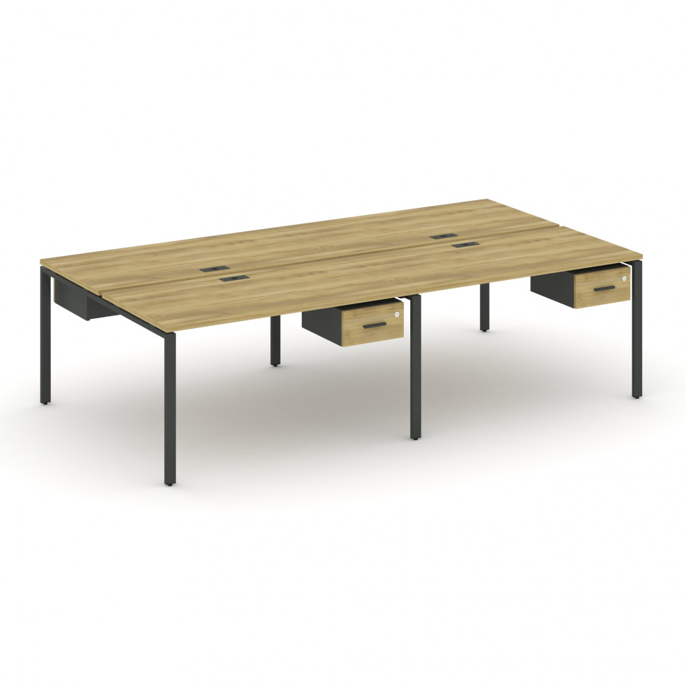 Concept Рабочая станция двухсторонняя с подвесными тумбами на 4 места CN.DRS-130 A Дуб Винченцо/Антр