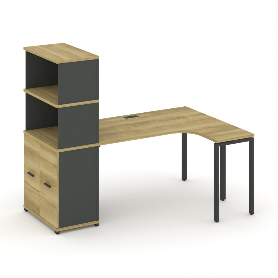 Concept Стол эргономичный с опорным распаш. шкафом с надставкой выс. CN.SA-216(R) A Дуб Винченцо/Ан Concept Стол эргономичный с опорным распаш. шкафом с надставкой выс. CN.SA-216(R) A Дуб Винченцо/Ан