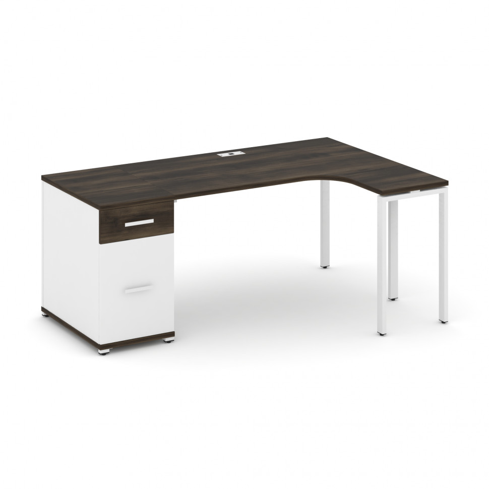 Concept Стол эргономичный CN.SA-403(R) W Дуб Мали/Белый Бриллиант/Металл Белый 1800*1180*750