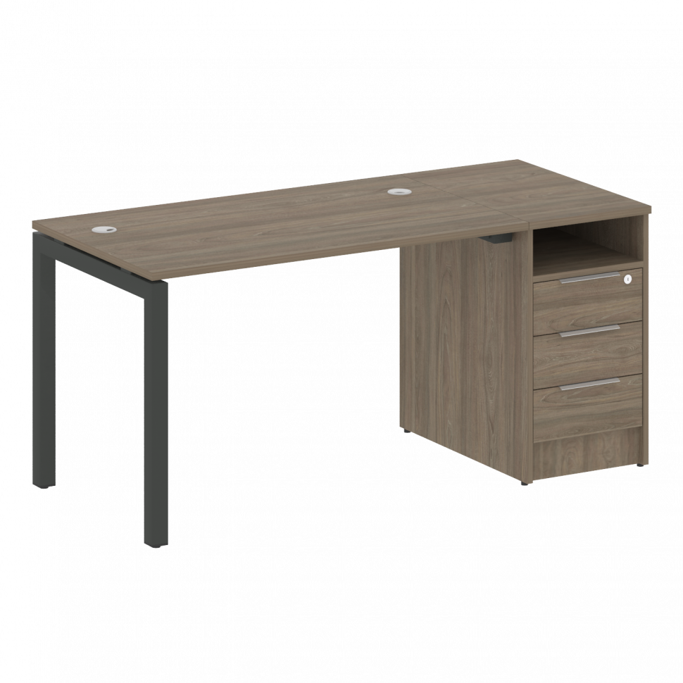 Metal System Quattro Рабочая станция с тумбой на П-образном м/к 50БП.РС-СТП-1.2 Вяз Благородный/Мета