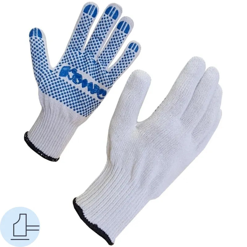 Перчатки защит трикотаж КОМУС ПВХ Точка 5 нитей 52г 10 кл р9 бел 10пар/уп