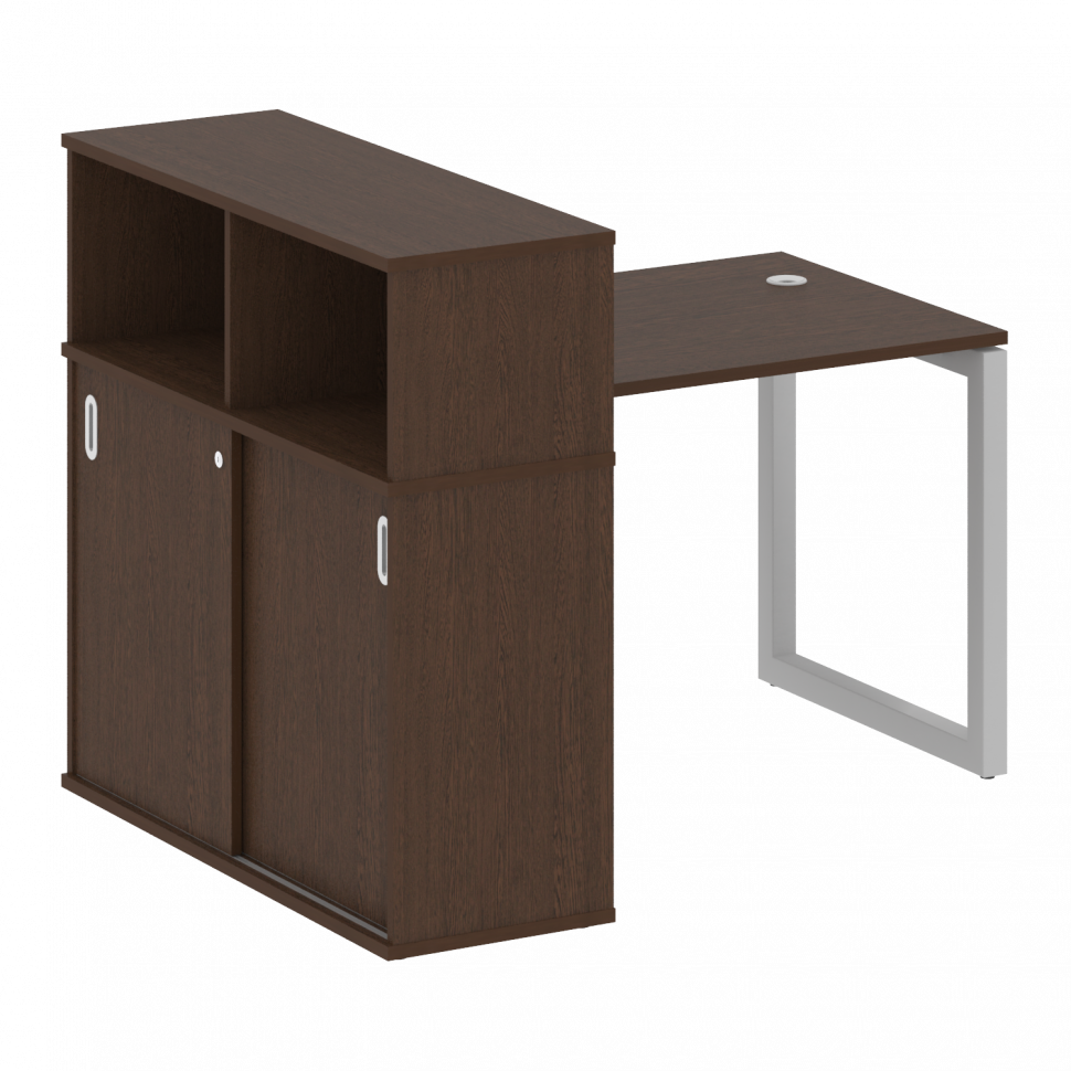 Metal System Quattro Стол письменный с шкафом-купе на О-образном м/к 50БО.РС-СШК-3.1 Т Венге Цаво/Ме