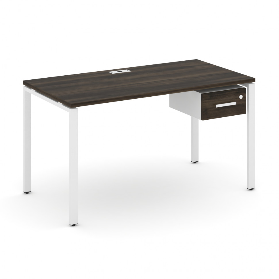 Concept Стол рабочий с подвесной тумбой с одним ящ. CN.SP-111 W Дуб Мали/Белый Бриллиант/Металл Белы