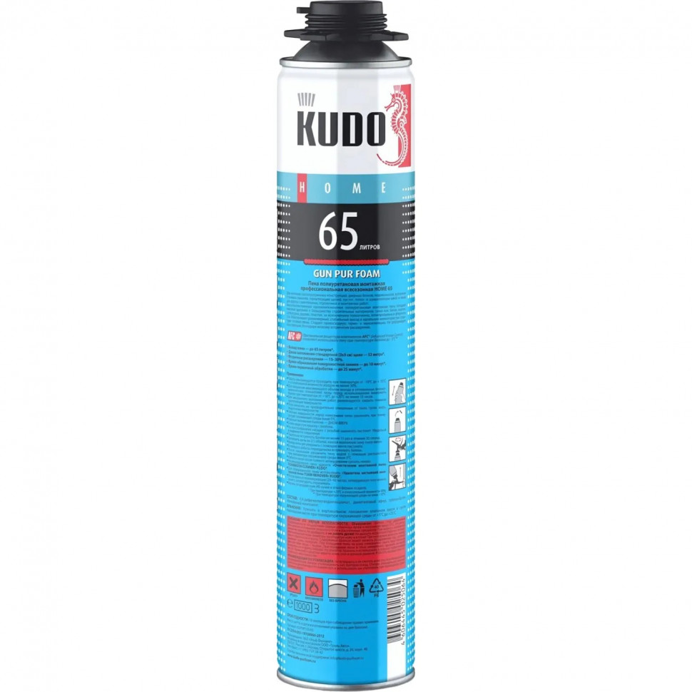 Пена монтажная проф Kudo Home 65, всесезонная, 1000 мл 46424