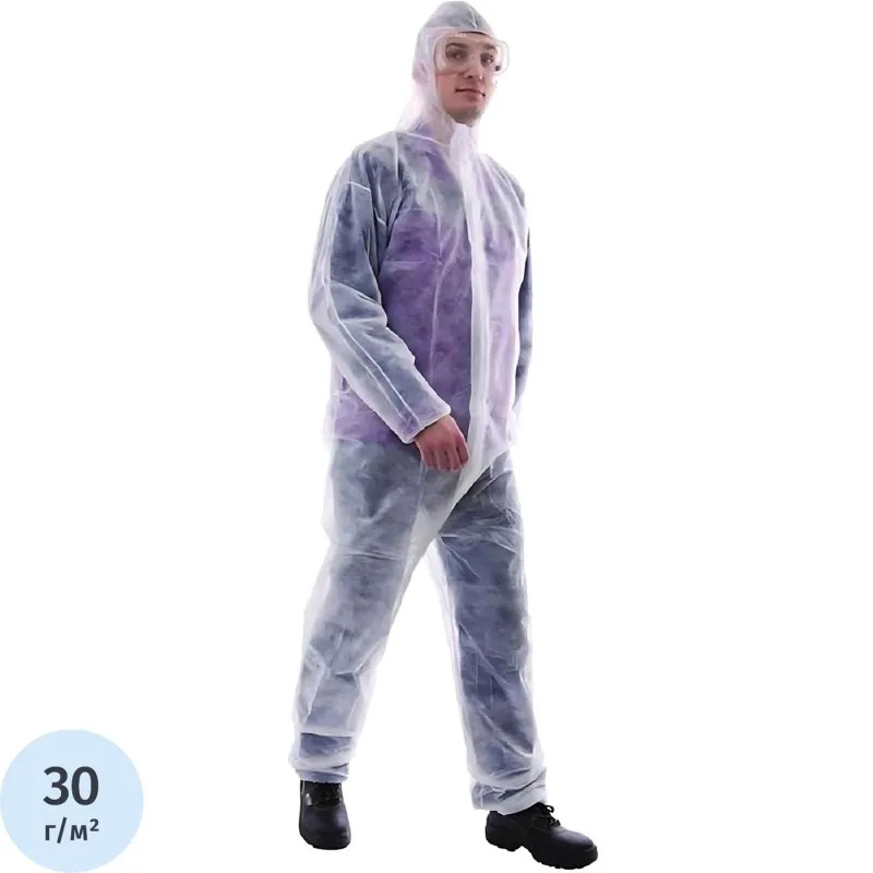 Комбинезон одноразовый Каспер, белый, 30 г/м2, р-р.4ХL 1 шт/уп