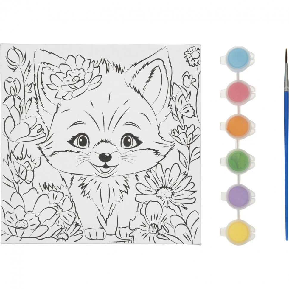 Набор д/дет тв-ва холст для росписи 15x15см лис МУЛЬТИ АРТ CANV15X15-118859