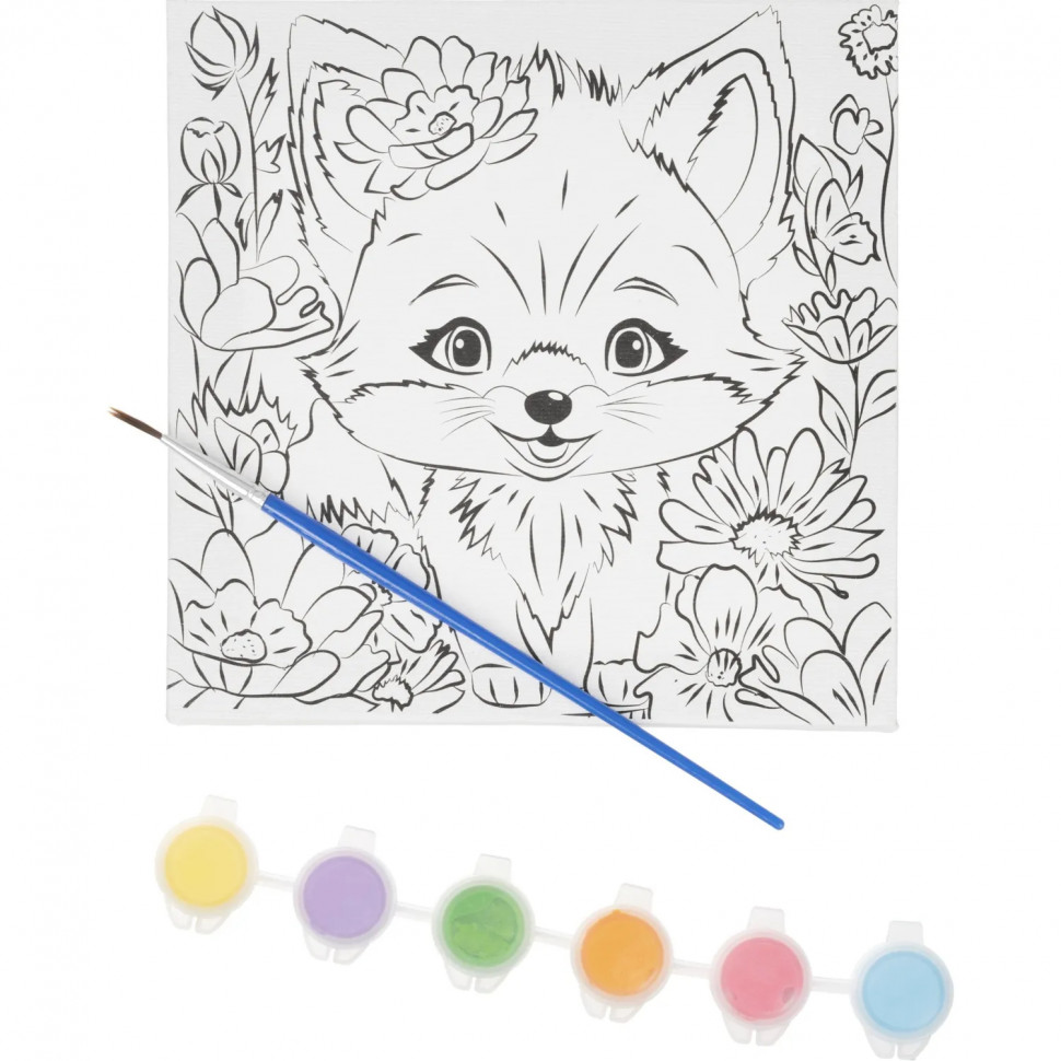 Набор д/дет тв-ва холст для росписи 15x15см лис МУЛЬТИ АРТ CANV15X15-118859