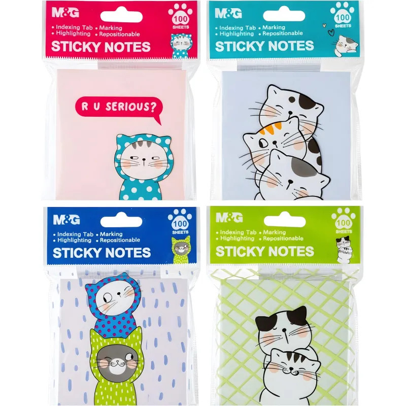 Стикеры с клеевым краем M&G So Many Cats, 76x76мм, 100 л, в ассорт
