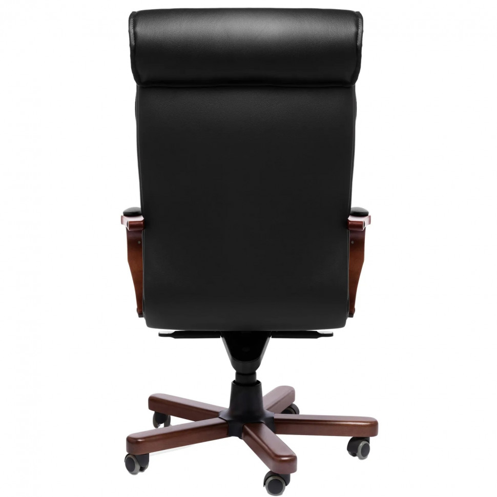 Кресло BASEL A с выс спинкой ч.кожа+к/з/т.орех