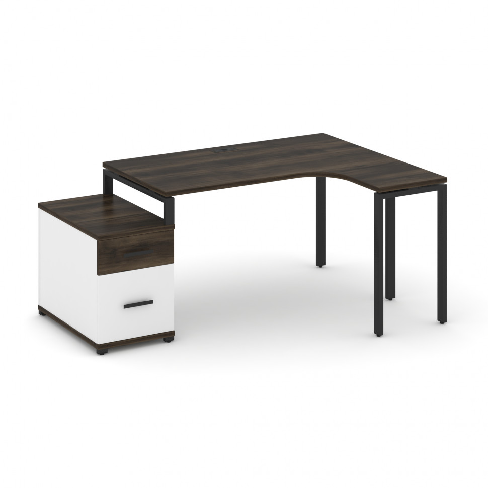 Concept Стол эргономичный с опорной тумбой CN.SA-302(R) B Дуб Мали/Белый Бриллиант/Металл Черный 138