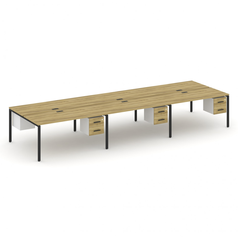 Concept Рабочая станция двухсторонняя с подвес. тумбами на 6 мест CN.DRS-156 B Дуб Винченцо/Белый Бр