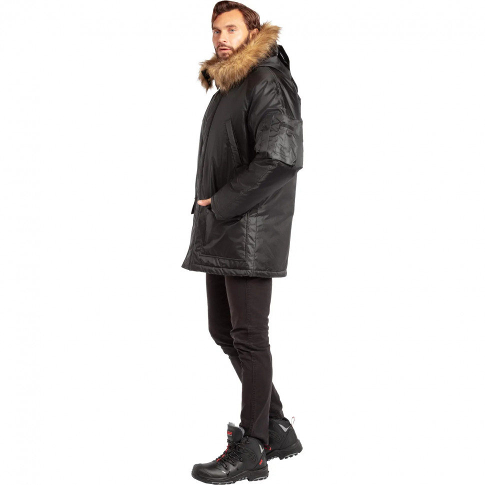Куртка зим муж удл Аляска з66 чер 96-100/170-176