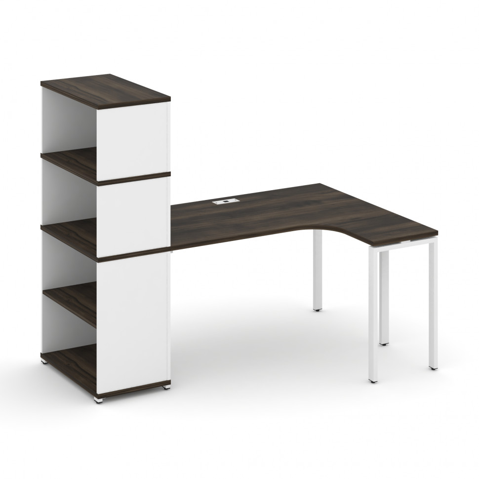 Concept Стол эргономичный с опорным стеллажом с надставкой выс. CN.SA-207(R) Дуб Мали/Белый Бриллиан Concept Стол эргономичный с опорным стеллажом с надставкой выс. CN.SA-207(R) Дуб Мали/Белый Бриллиан