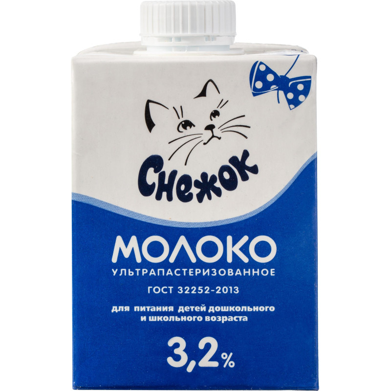 Молоко Снежок ультрапастеризованное 3,2%, 500мл