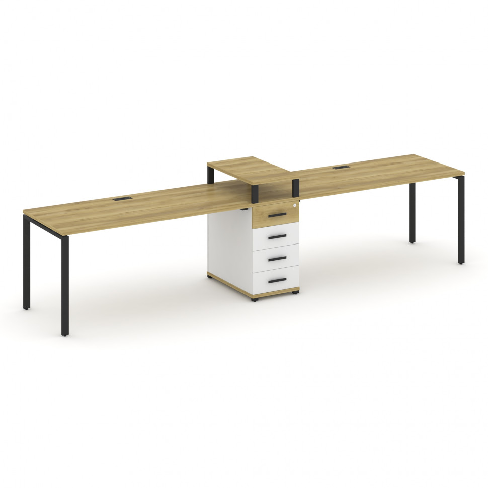 Concept Рабочая станция 2 места с 1 опорной тумбой CN.ORS-420 B Дуб Винченцо/Белый Бриллиант/Металл Concept Рабочая станция 2 места с 1 опорной тумбой CN.ORS-420 B Дуб Винченцо/Белый Бриллиант/Металл