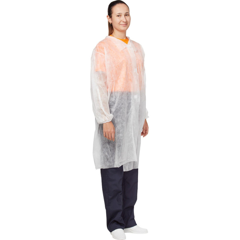 Халат на липучке (25гр) XL белый, Р142110П20Л3ЦБХ (10 шт./уп.)