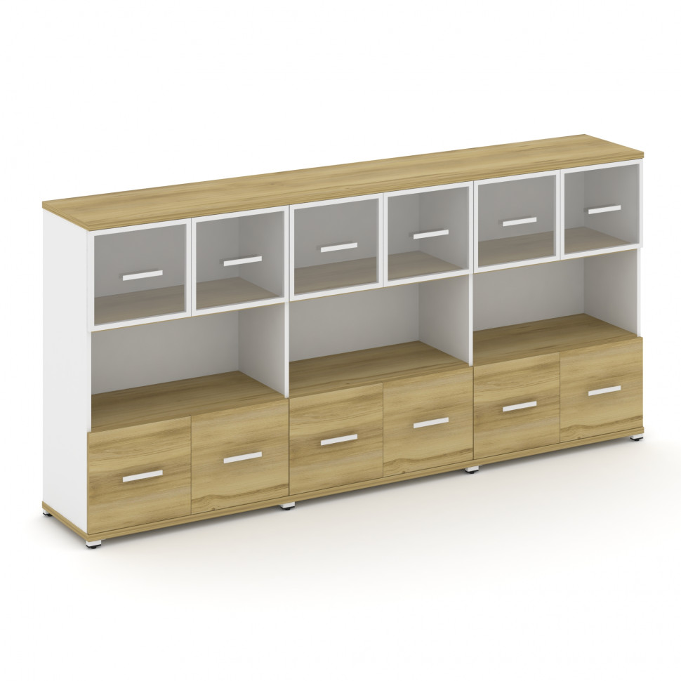 Concept Шкаф 3 широкие секции, 3 ниши CN.STS-335 RPW W Дуб Винченцо/Белый Бриллиант/Металл Белый/Про