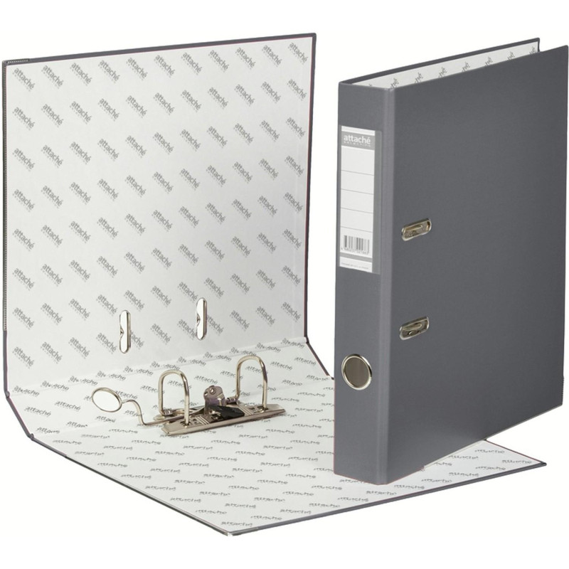 Папка-регистратор ECONOMY PLUS, 50мм, серый,ПБП1, карм.кор.,мет.уг