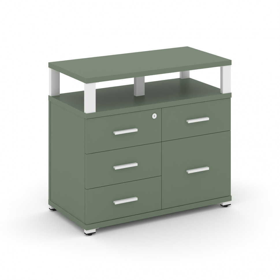 Concept Тумба приставная широкая 4 ящ.+1 распаш. фасад с надставкой широкой CN.TSP-012 W Кобо/Металл