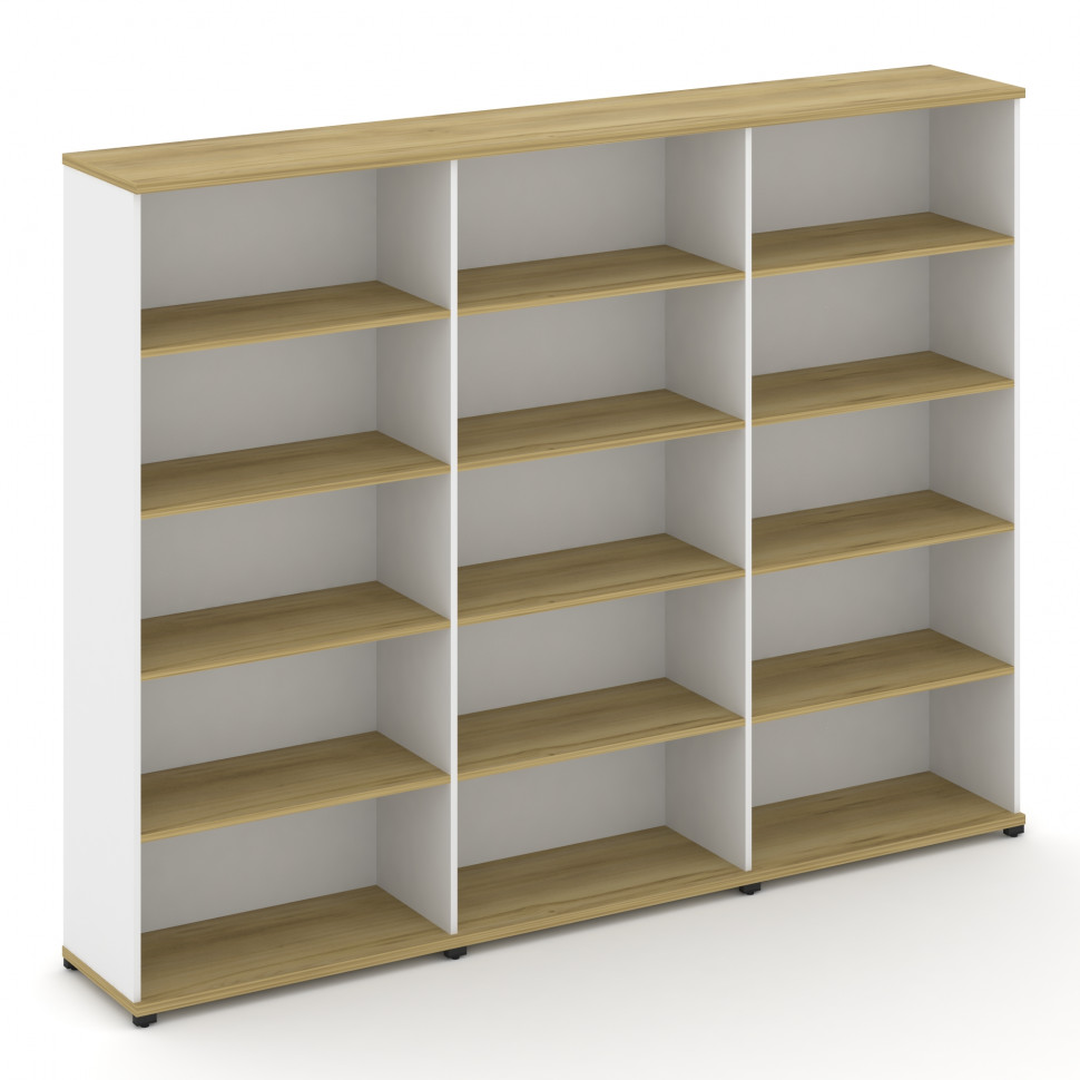 Concept Стеллаж 3 широкие секции, 5 ниш CN.STS-530 Дуб Винченцо/Белый Бриллиант/Металл Черный 2500*4