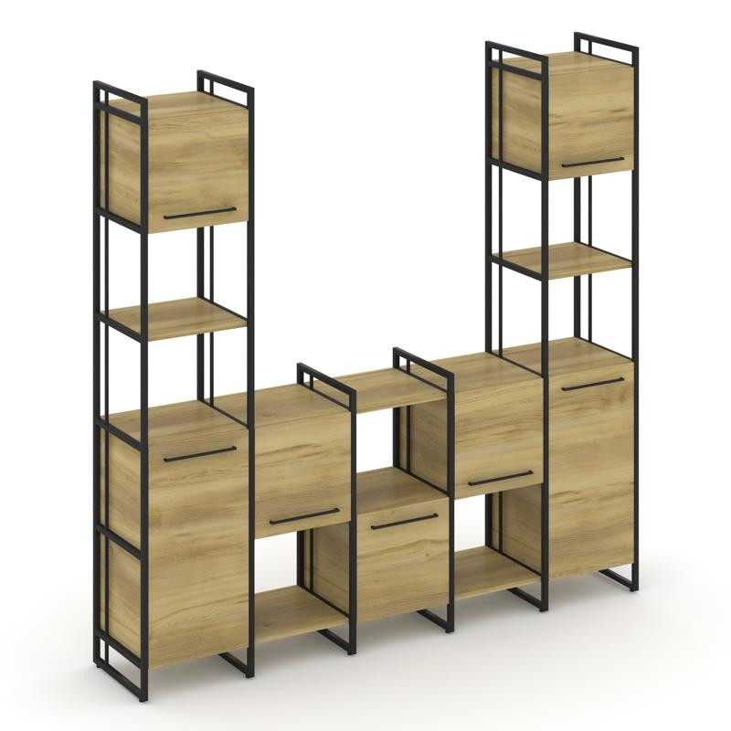 Rift Шкаф комбинированый RF.NS-001 Дуб Винченцо/Металл Черный/Черный Ручки 2020*396*2010