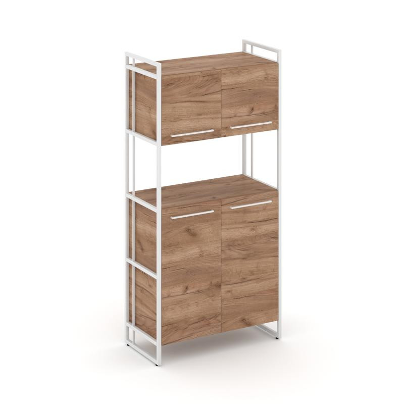 Rift Шкаф 4 ниши широкий RF.SS-42 Дуб Табак/Металл Белый/Белый Ручки 798*396*1648