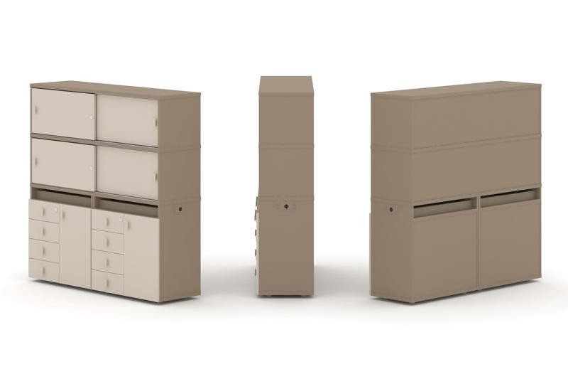 Estetica Набор №5. Тумба двойная+высокая надставка ES.NB.2V-5 Латте/Капучино 1500*410*1520