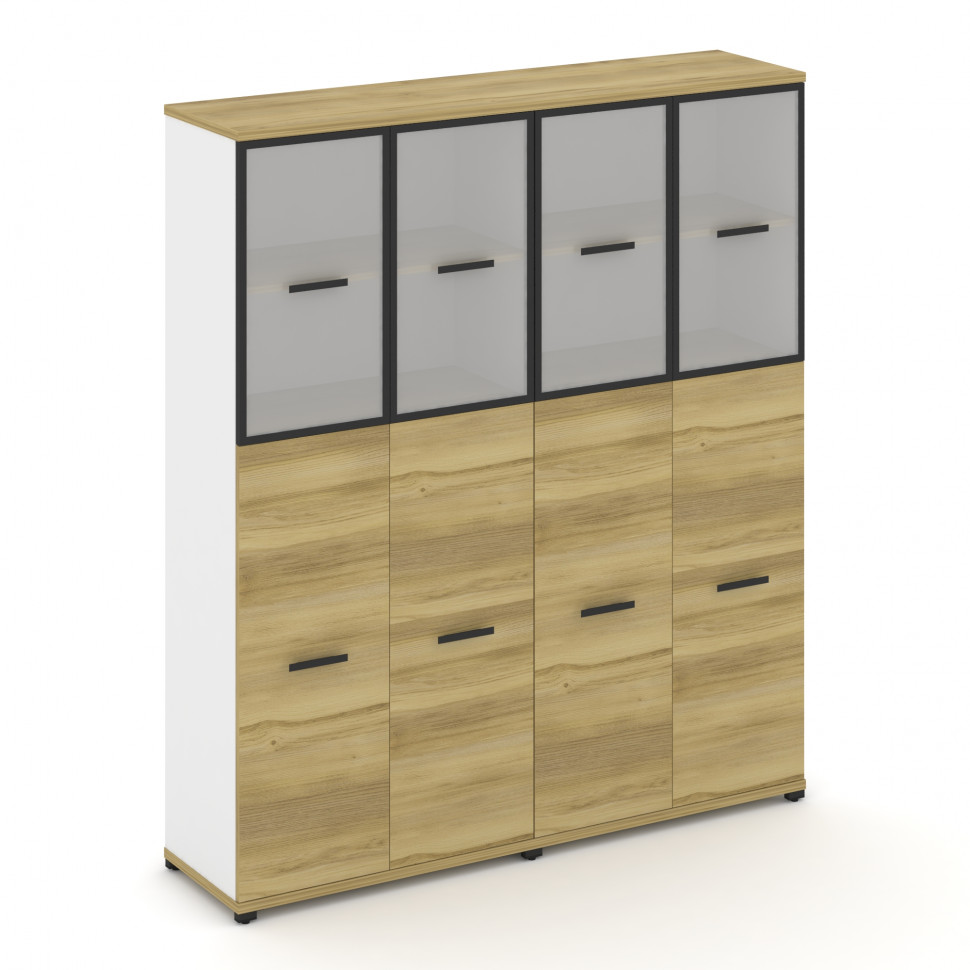 Concept Шкаф 2 широкие секции, 5 ниш CN.STS-525 RMB B Дуб Винченцо/Белый Бриллиант/Металл Черный/Сат
