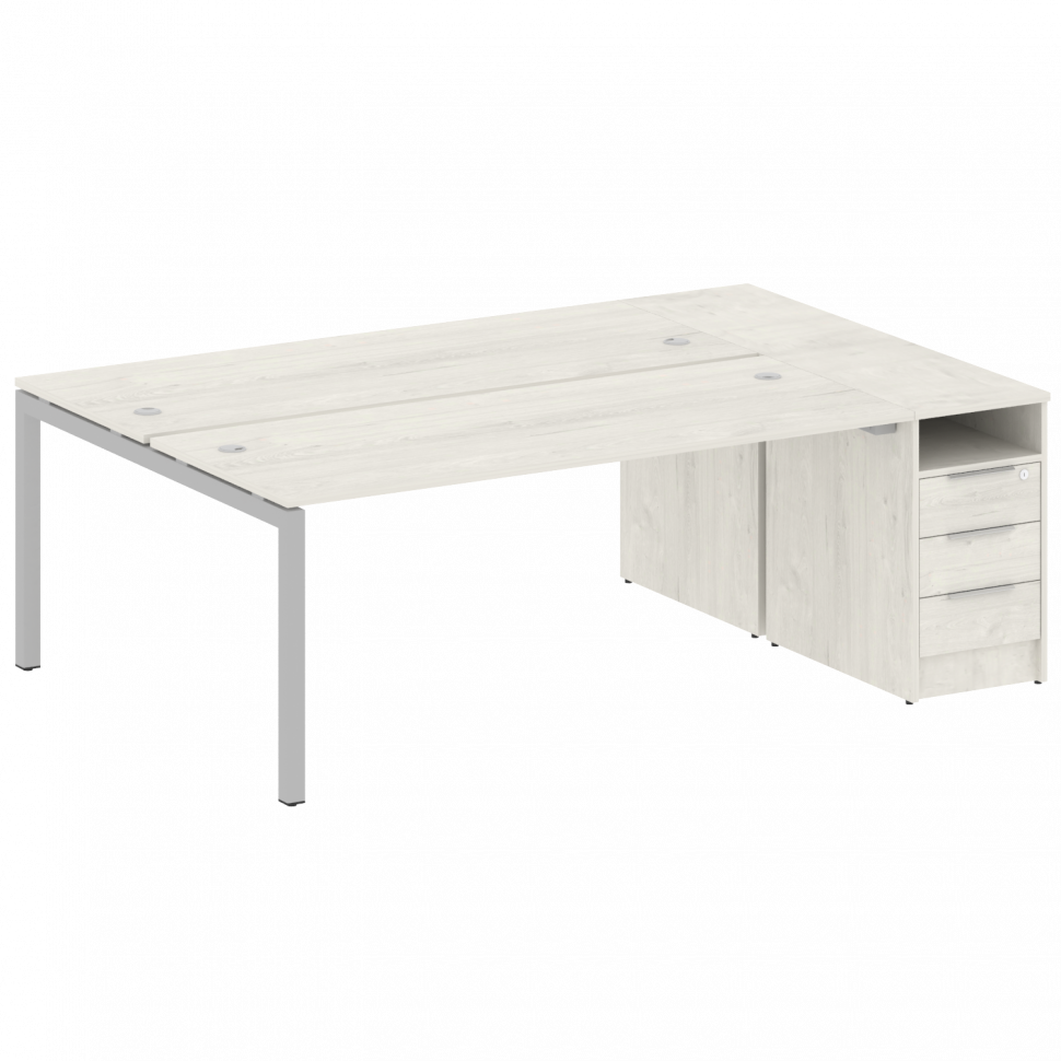 Metal System Quattro Рабочая станция с тумбой на П-образном м/к 50БП.РС-СТП-2.5 Дуб Наварра/Металл С