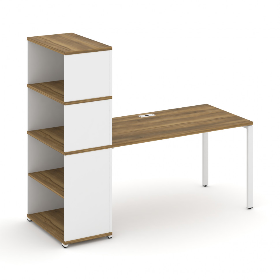 Concept Стол рабочий с опорным стеллажом с надставкой выс. CN.SP-215 Сандал Янтарный/Белый Бриллиант