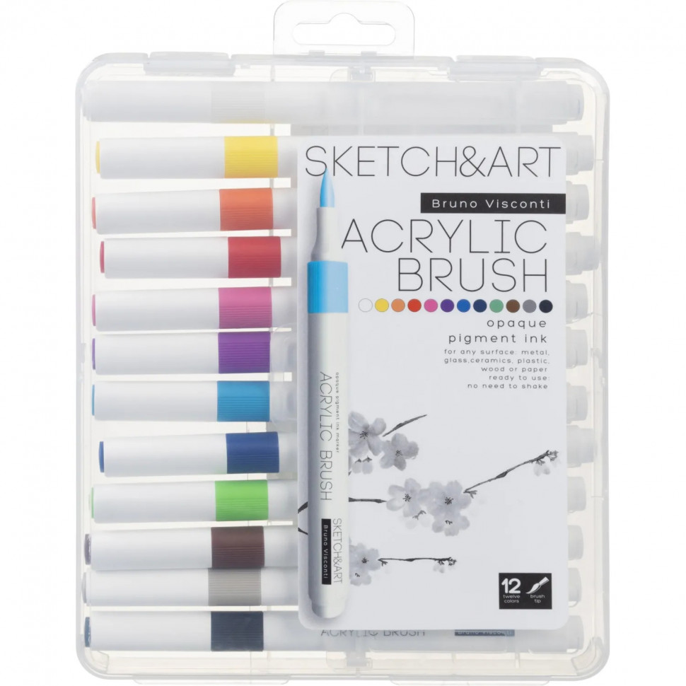 Набор маркеров кистей акриловых Sketch&Art, 12 ЦВ., 22-0155