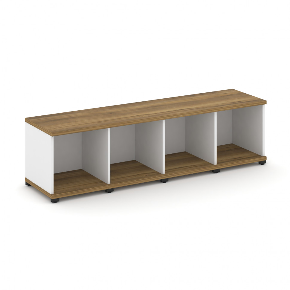 Concept Стеллаж 4 узкие секции, 1 ниша CN.STU-140 Сандал Янтарный/Белый Бриллиант/Металл Черный 1668