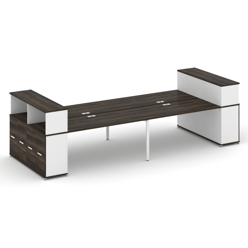 Concept Рабочая станция с опорными распаш. шкафами с надставкой низ. CN.DRS-272 W Дуб Мали/Белый Бри