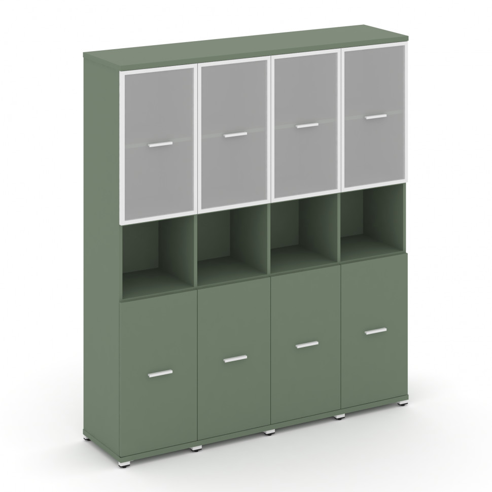 Concept Шкаф 4 узкие секции, 5 ниш CN.STU-543 RMW W Кобо/Металл Белый/Сатин 1668*420*1922