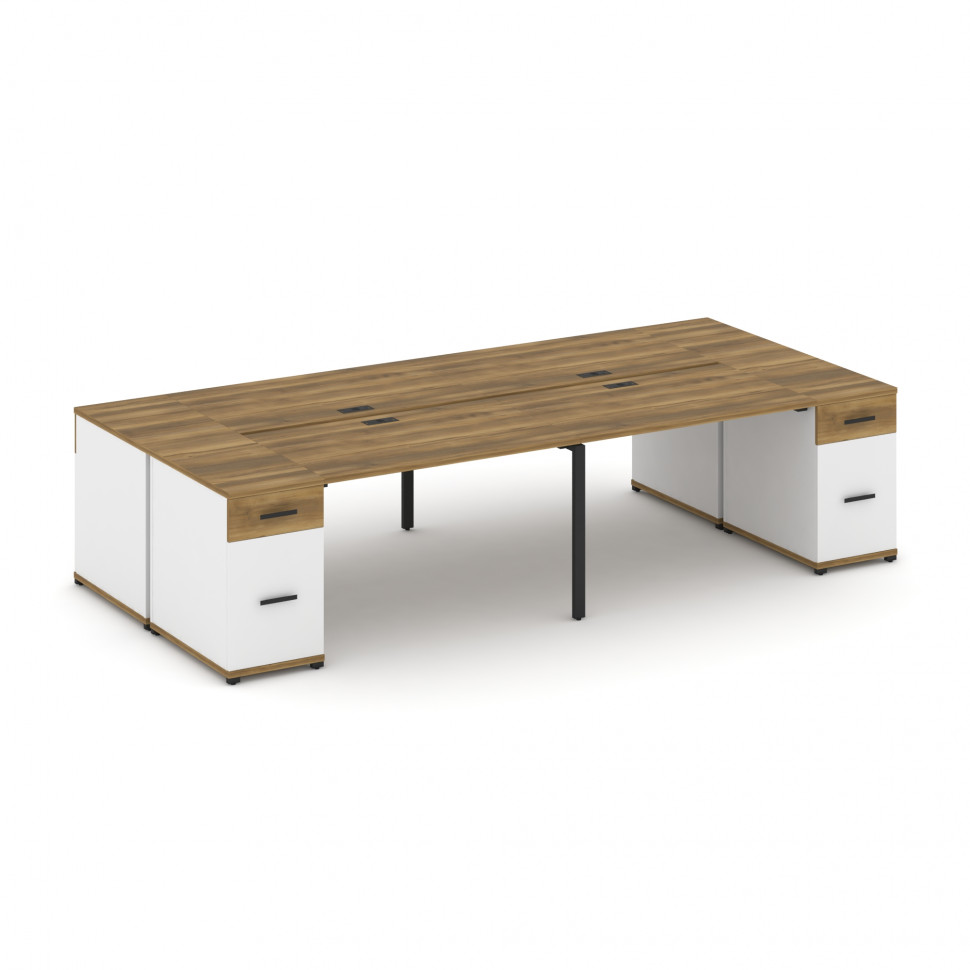 Concept Рабочая станция 4 места с 2 опорными тумбами CN.DRS-430 B Сандал Янтарный/Белый Бриллиант/Ме Concept Рабочая станция 4 места с 2 опорными тумбами CN.DRS-430 B Сандал Янтарный/Белый Бриллиант/Ме