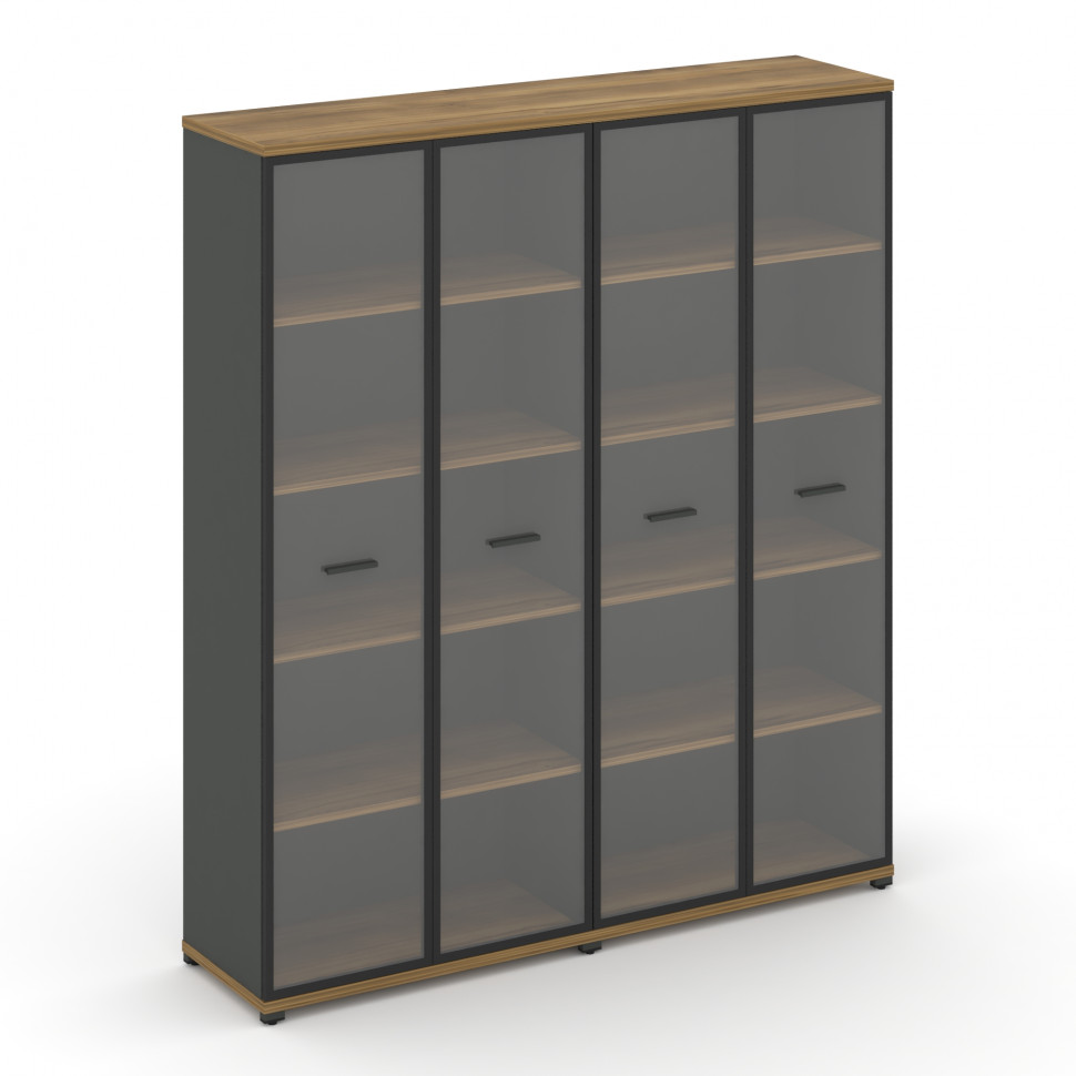 Concept Шкаф 2 широкие секции, 5 ниш CN.STS-528 RPB A Сандал Янтарный/Антрацит/Металл Антрацит/Прозр