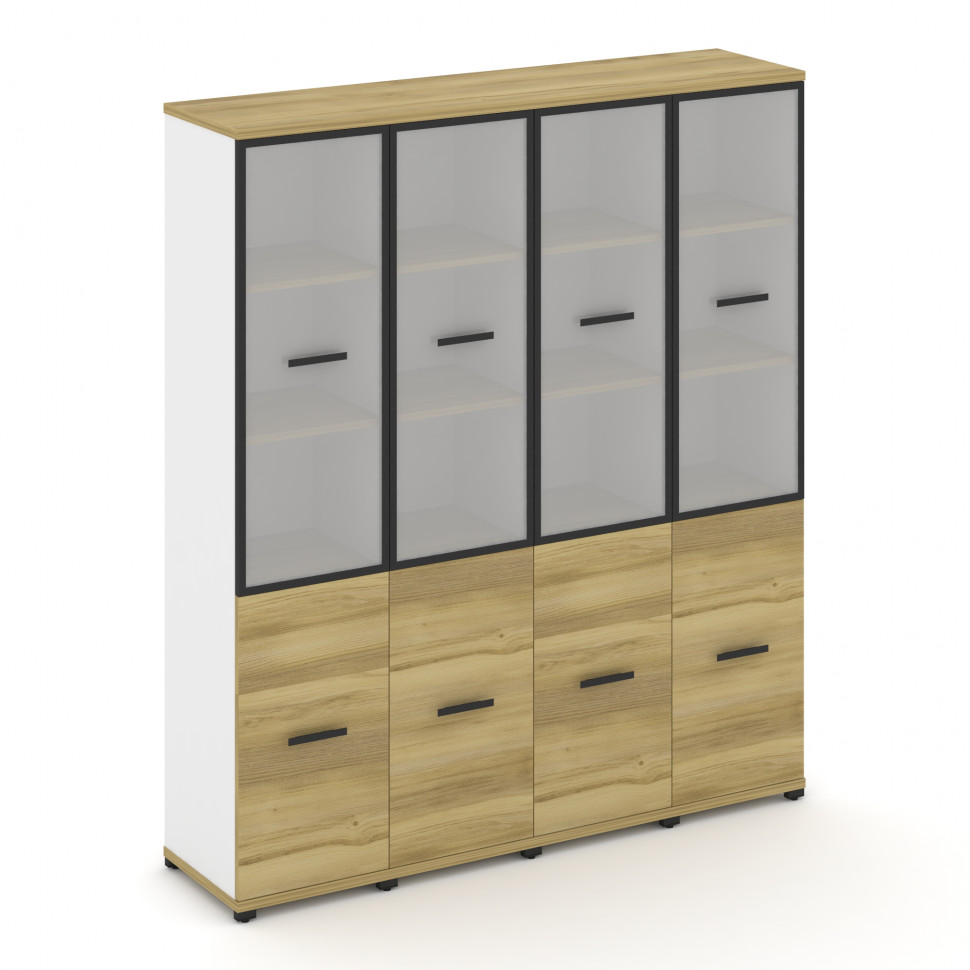 Concept Шкаф 4 узкие секции, 5 ниш CN.STU-542 RMB B Дуб Винченцо/Белый Бриллиант/Металл Черный/Сатин