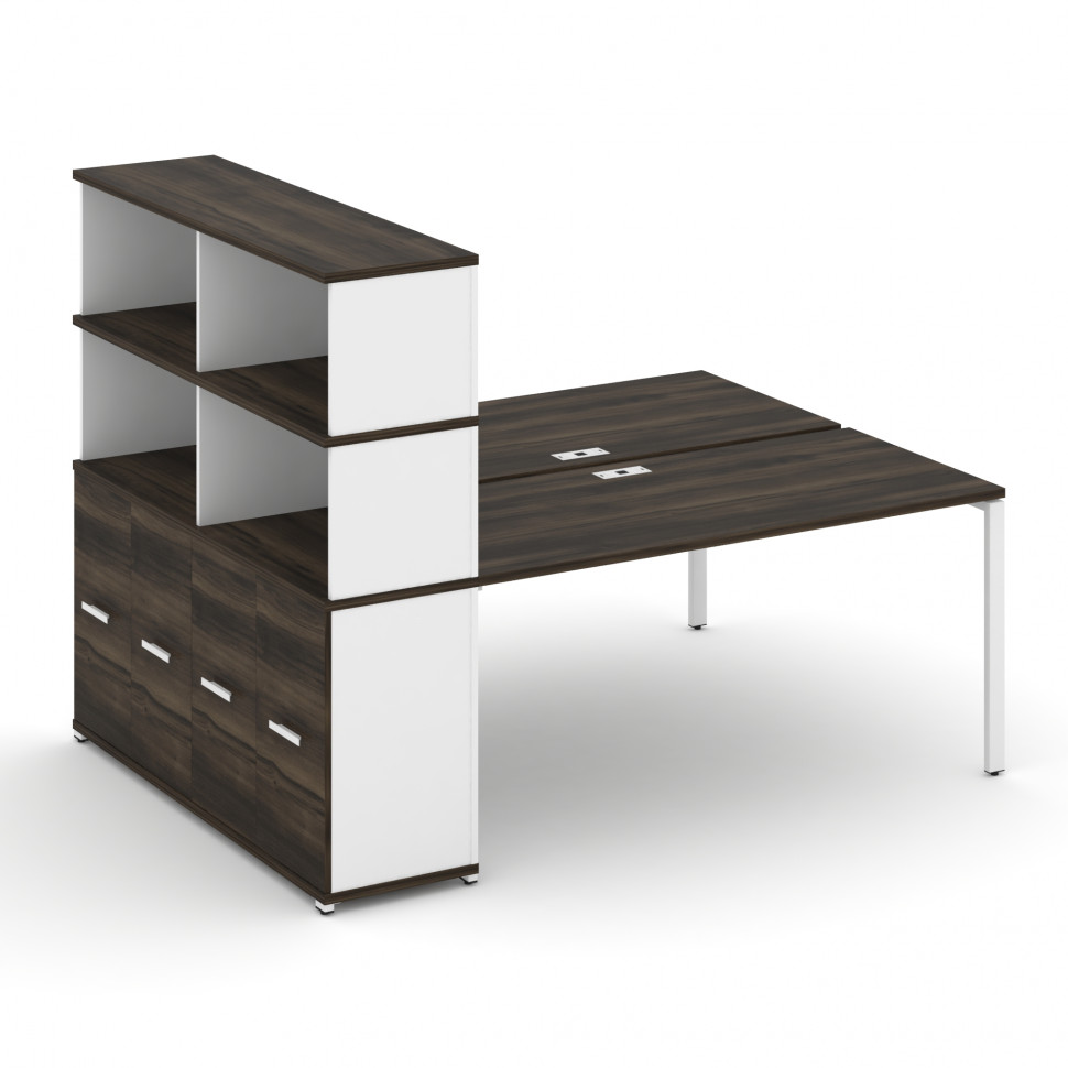 Concept Рабочая станция с опорным распаш. шкафом с надставкой выс. CN.DRS-232 W Дуб Мали/Белый Брилл