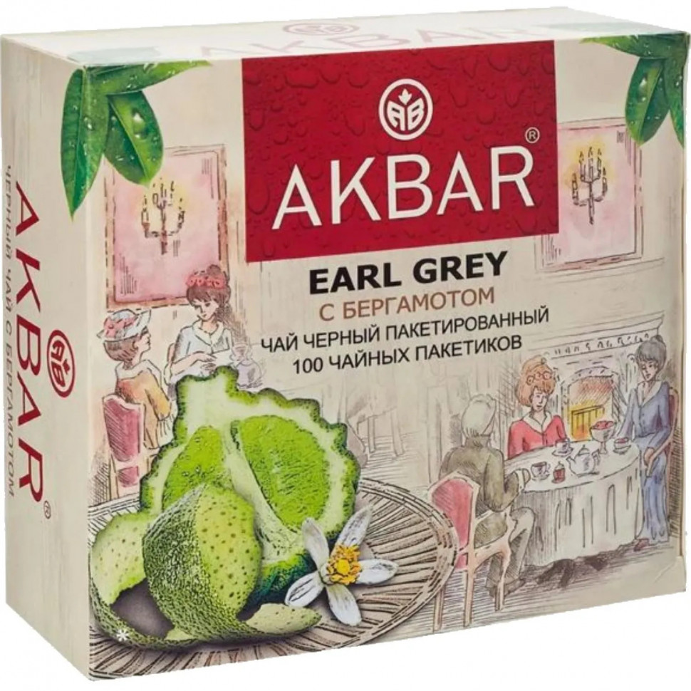 Чай Akbar Эрл Грей черный в пакетиках 100штх2г