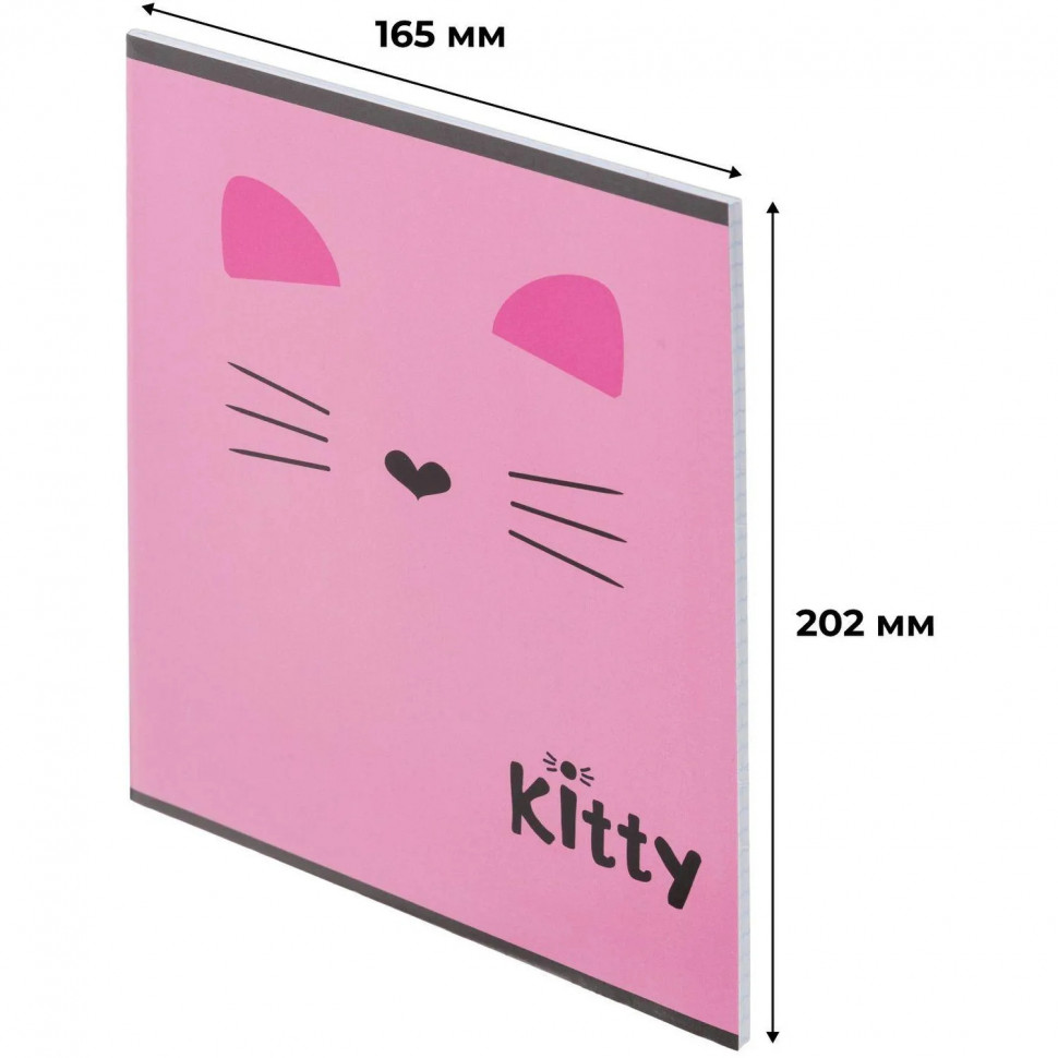 Тетрадь общая А5 48л Kitty роз,клет,скреп, ВД-лак