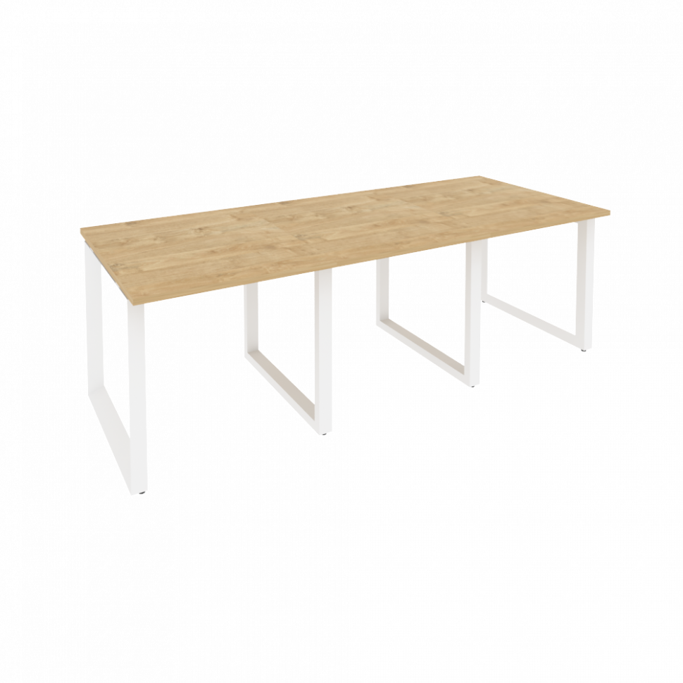 Onix Стол переговорный O.MO-PRG-3.0 Тиквуд Светлый/Металл Белый 2340*980*750 Onix Стол переговорный O.MO-PRG-3.0 Тиквуд Светлый/Металл Белый 2340*980*750