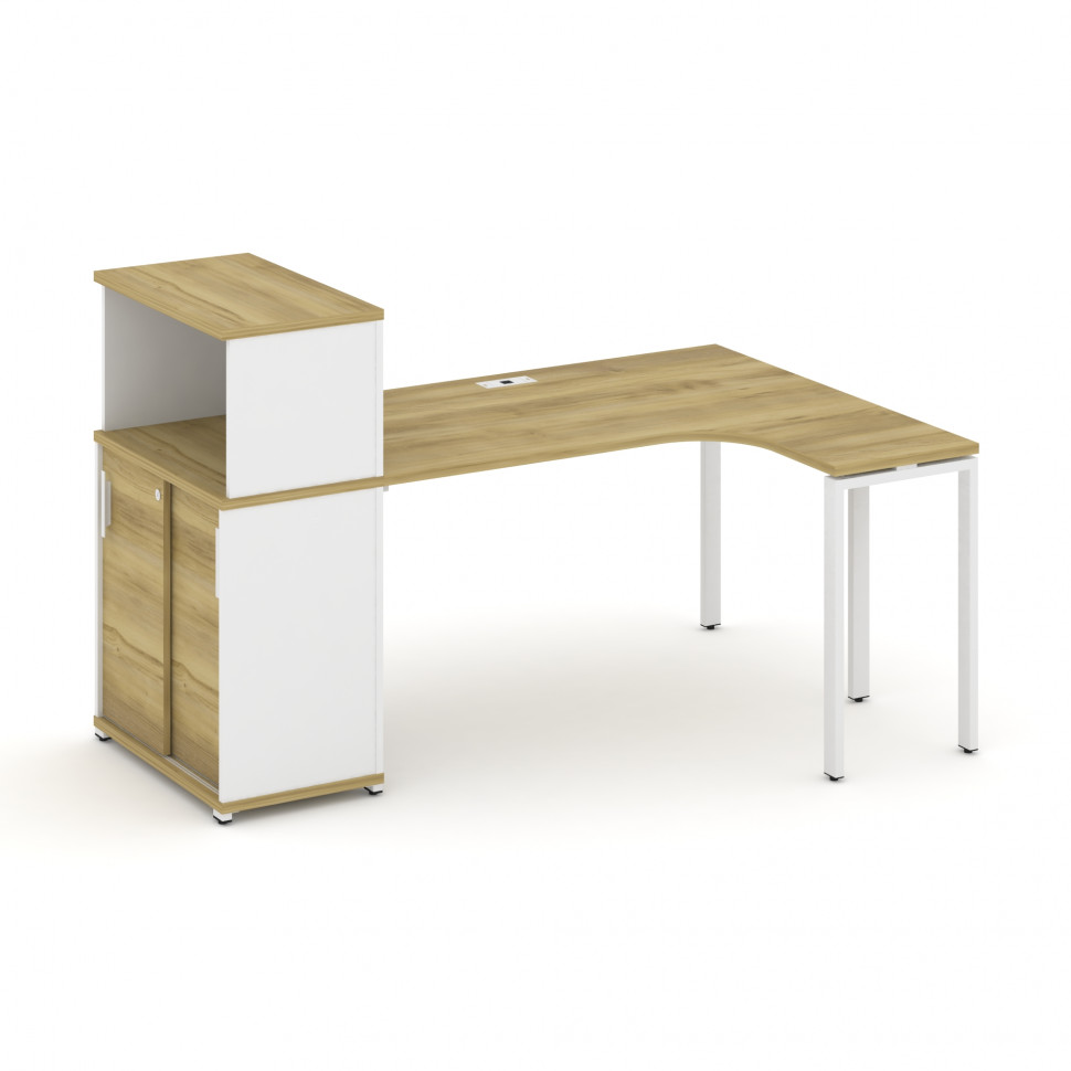 Concept Стол эргономичный с опорным шкафом-купе с надставкой низ.  CN.SA-219(R) W Дуб Винченцо/Белый