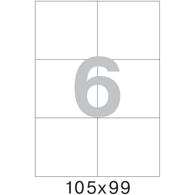 Этикетки самоклеящиеся 105х99 мм/6 шт.на лис. А4 (100 лист