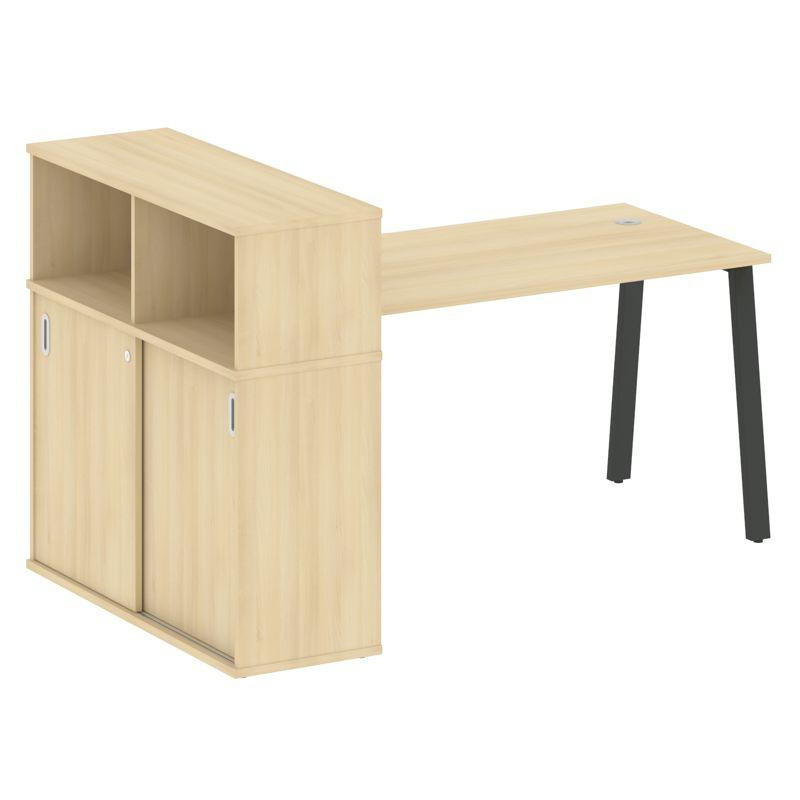 Metal System Стол письменный с шкафом-купе на А-образном м/к БА.РС-СШК-3.3 Т Акация Лорка/Металл Ант Metal System Стол письменный с шкафом-купе на А-образном м/к БА.РС-СШК-3.3 Т Акация Лорка/Металл Ант