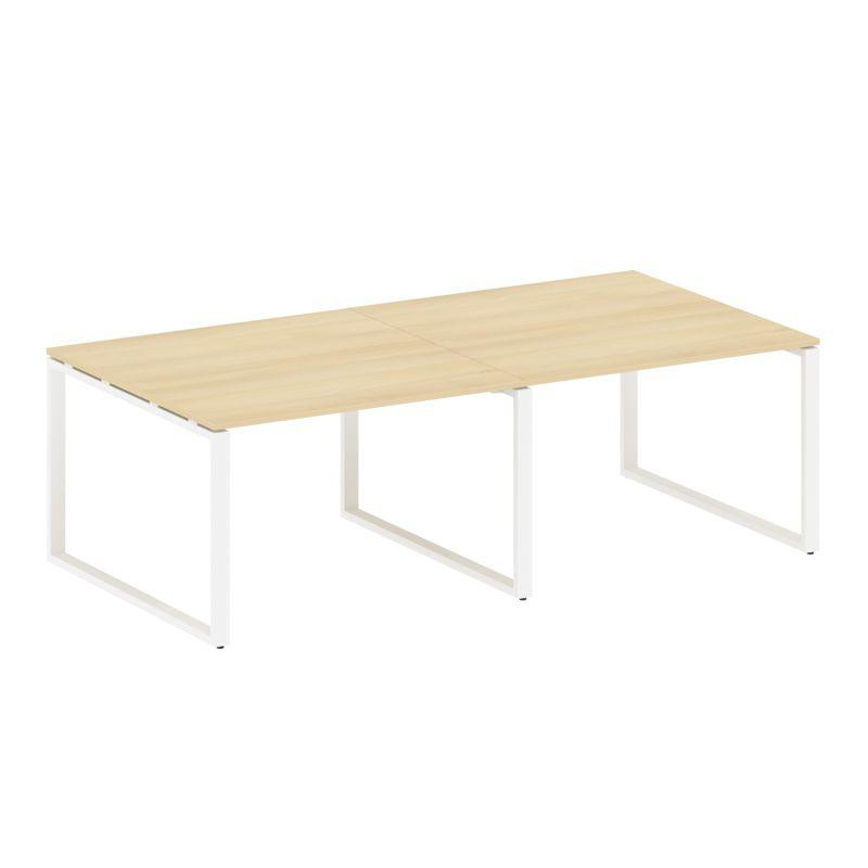 Metal System Переговорный стол (2 столешницы) на О-образном м/к БО.ПРГ-2.2 Акация Лорка/Металл Белый