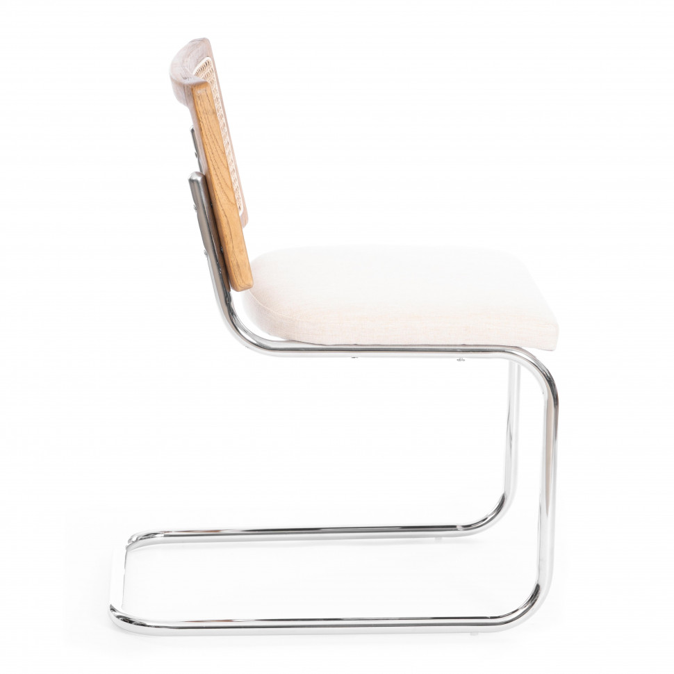 Стул MANI дерево вяз, ротанг/ткань лен, металлический каркас, Груша (№3), 46х46х78 см