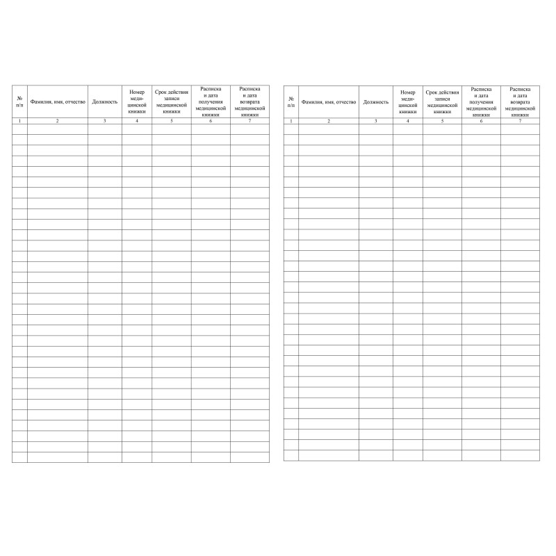 Журнал учета медицинских книжек КЖ-4233