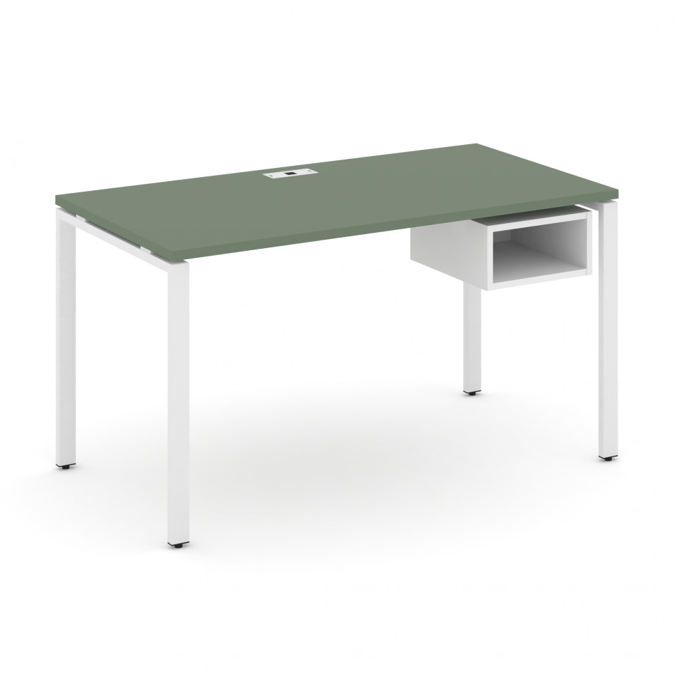 Concept Стол рабочий с подвесной тумбой с 1 открытой нишей CN.SP-102 Кобо/Белый Бриллиант/Металл Бел