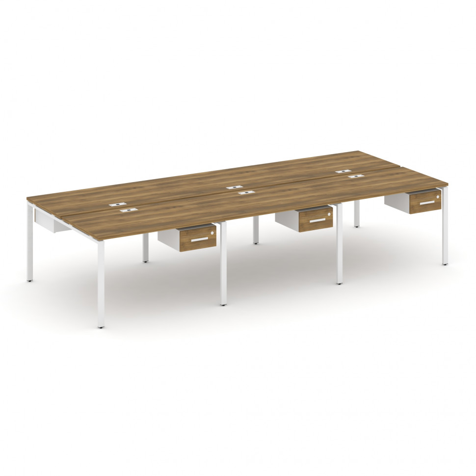 Concept Рабочая станция двухсторонняя с подвес. тумбами на 6 мест CN.DRS-150 W Сандал Янтарный/Белый